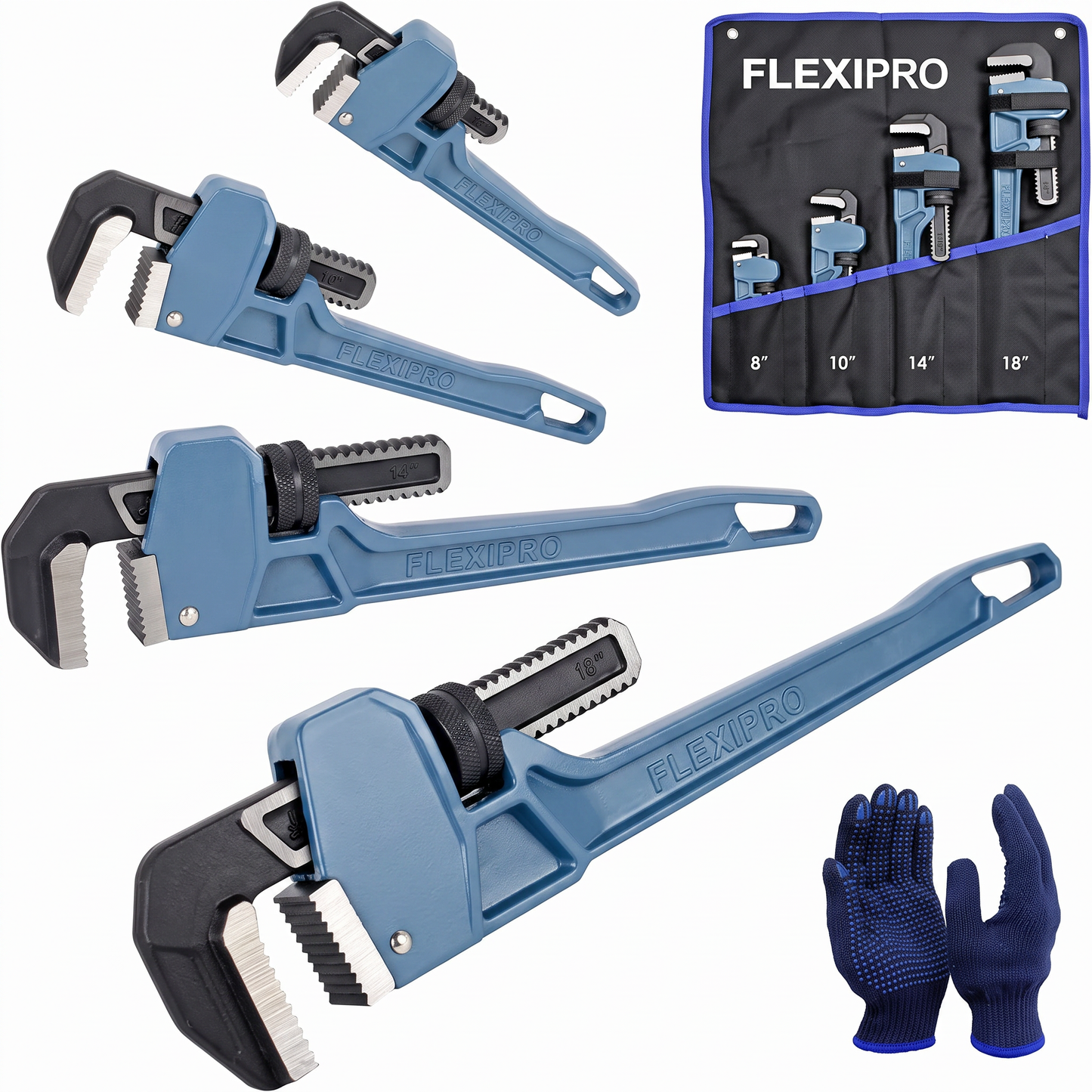 Pipe Wrench set,8" 10" 14" 18" Adjustable